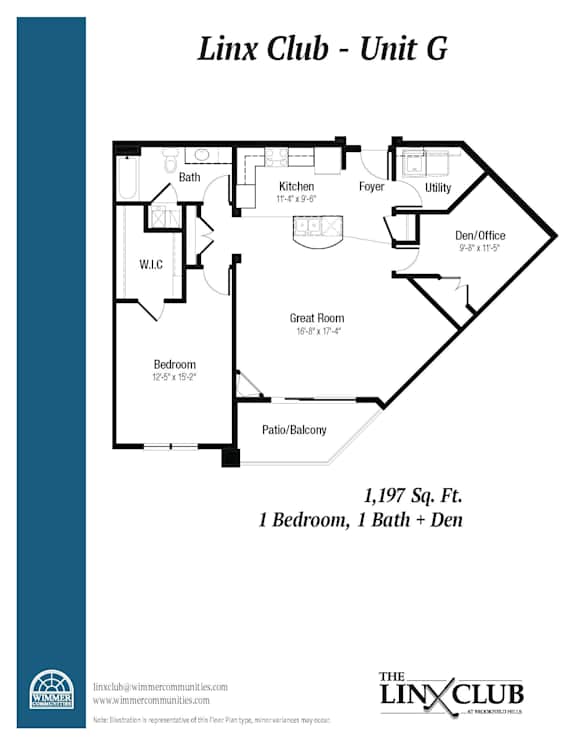 A floor plan for a unit at the Linx Club.