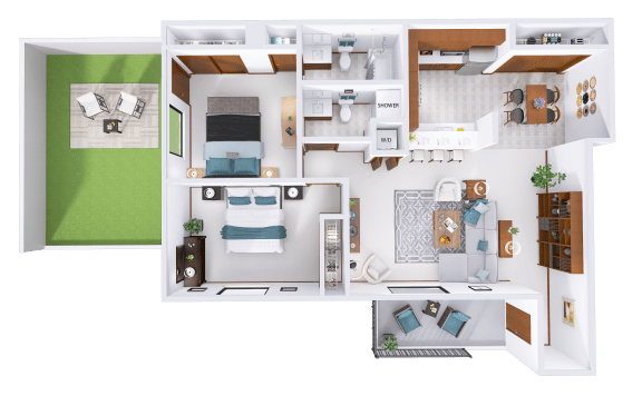 a 3d rendering of a floor plan of a house