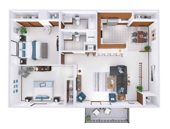 a 3d rendering of a floor plan of a house