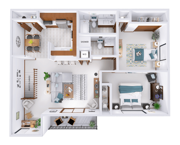 a floor plan of a house with bedrooms and a living room