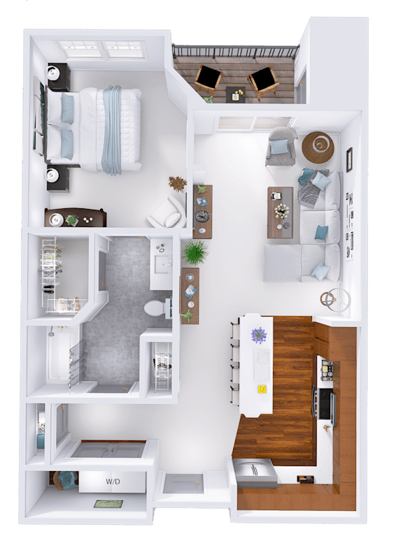 a floor plan of a house with a bedroom and a living room