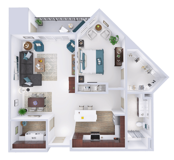 a floor plan of a house with a bedroom and a living room