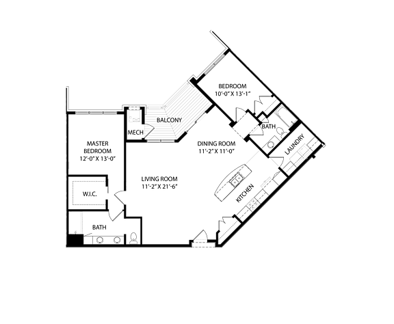 A floor plan of a house with labeled rooms and dimensions.