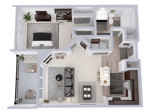 Floor plan of a two bedroom apartment
