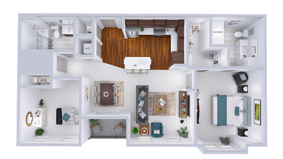 a floor plan of a house with a bedroom and a living room