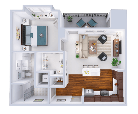a floor plan of a house with a bedroom and a living room