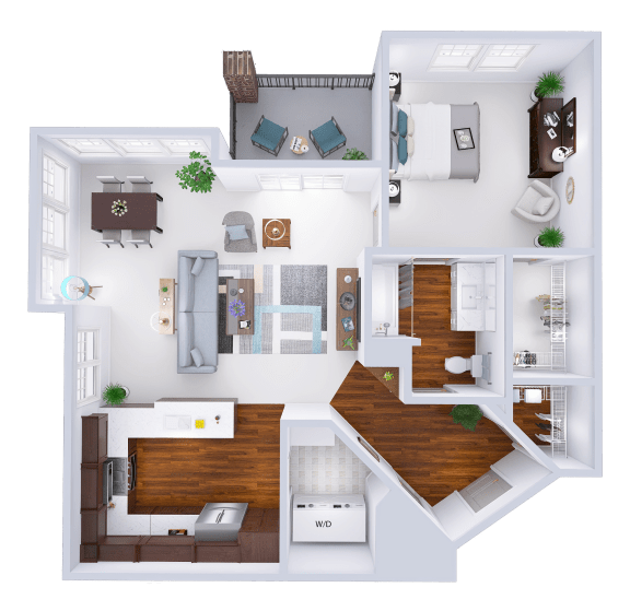 a floor plan of a house with a bedroom and a living room