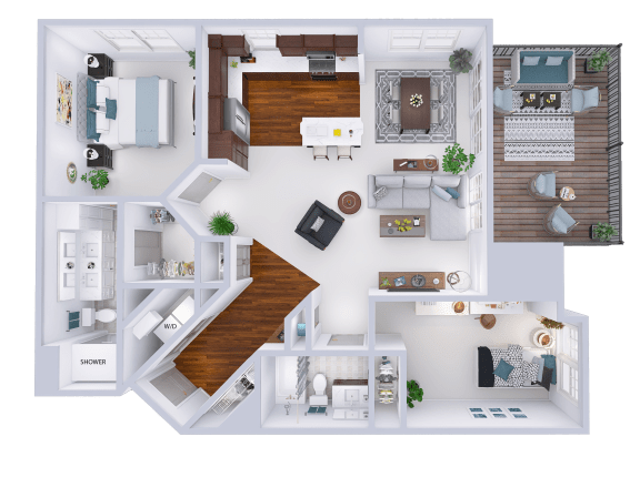 a 3d rendering of a floor plan of a house