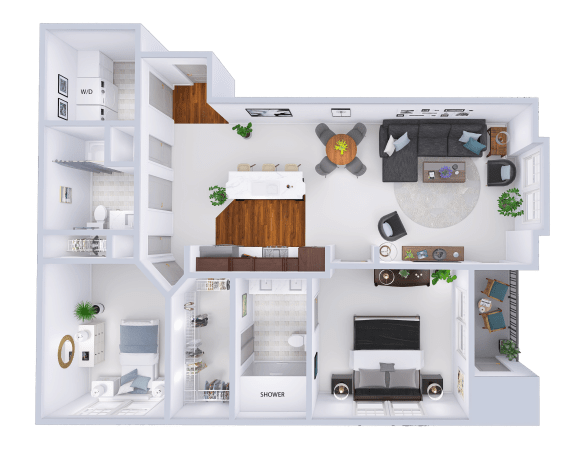 a floor plan of a house with a bedroom and a living room