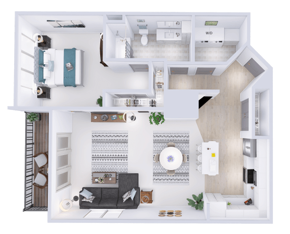 a floor plan of a house with a bedroom and a living room