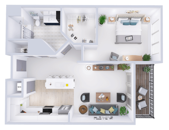 a 3d drawing of a floor plan of a house
