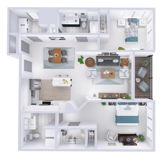 a 3d rendering of a floor plan of a house