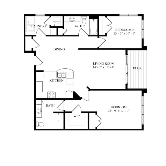 A black and white image of a floor plan for a home.