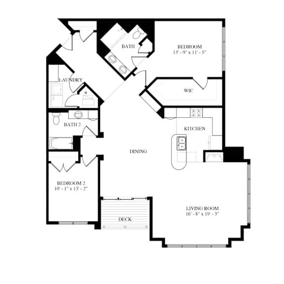 A black and white image of a floor plan for a house.