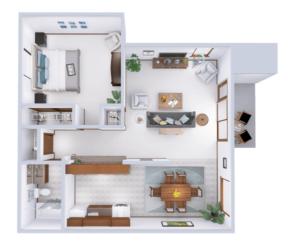 a floor plan of a house with a bedroom and a living room