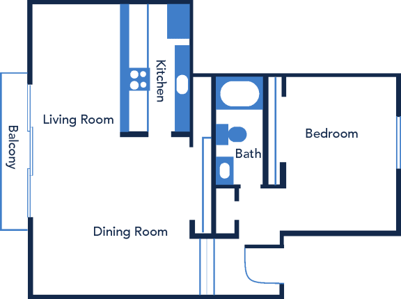 One Bedroom Cordova Floorplan at The Residences at Soho in Tampa, FL