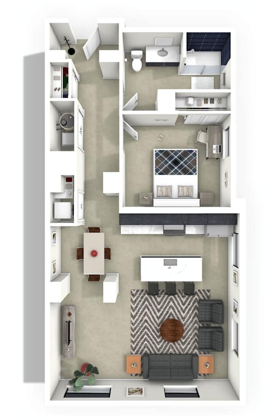 Floor Plan  1 bed 1 bath C at The Annex Apartment, Buffalo