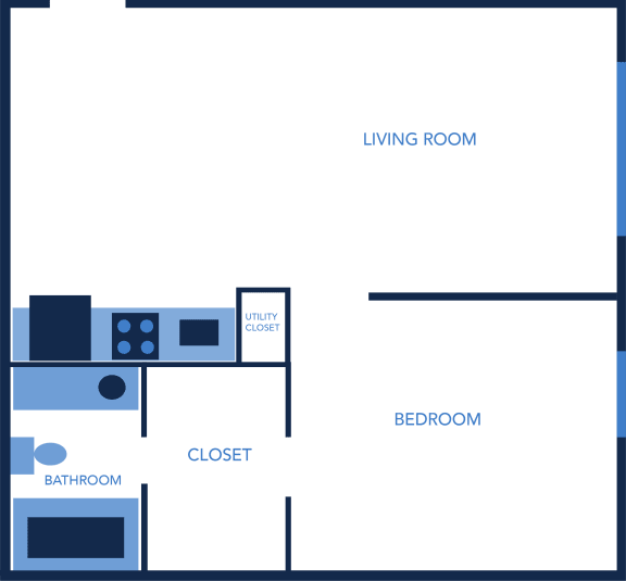 Floor Plan  One bedroom, One Bathroom, 605 Sq Ft Apartment Home at Captiva Club Apartments in Tampa, Florida