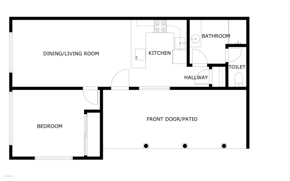 a floor plan of a house with an open floor plan with bedrooms and a kitchen