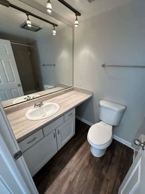 Track Lighting With Wall to Wall Mirror