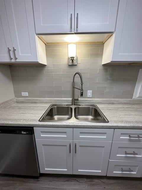a kitchen with a sink and a dishwasher