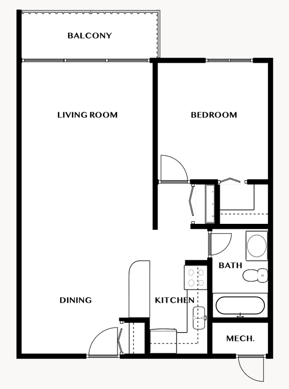 1 Bedroom with Balcony Unit Floor Plan