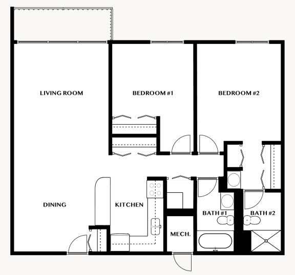 2 Bedroom with Balcony Unit Floor Plan