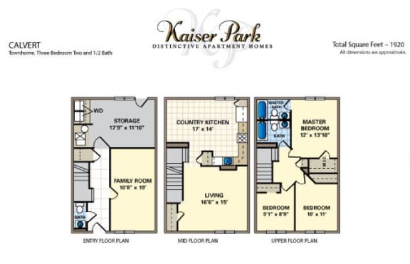 a floor plan of a home with three different floors