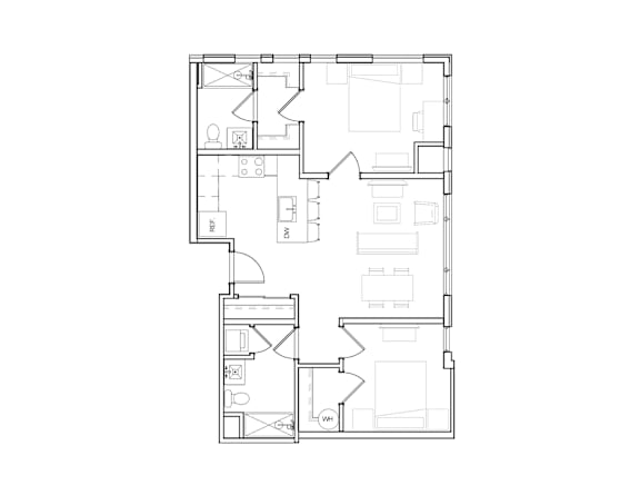 A floor plan of a house with labeled rooms.