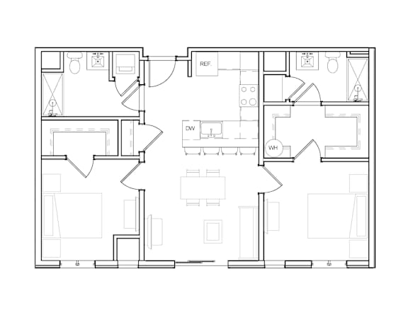 A black and white image of a floor plan for a house.