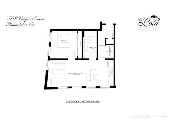 A floor plan for a unit at The Lola in Philadelphia, PA.
