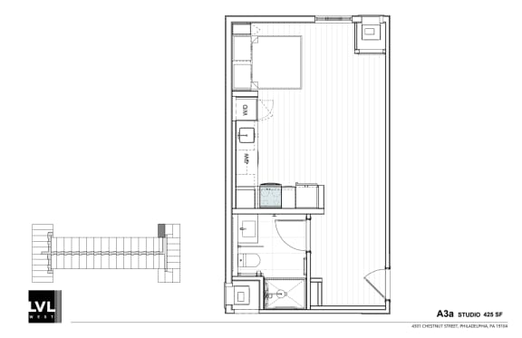 Floor Plan  a floor plan of a small house with a bedroom and a living room
