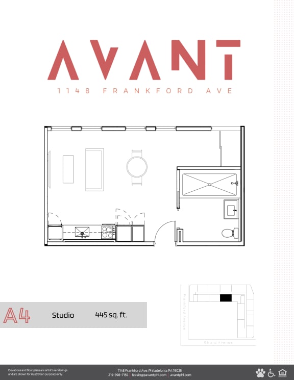 a2a floor plan of a 1 bedroom apartment