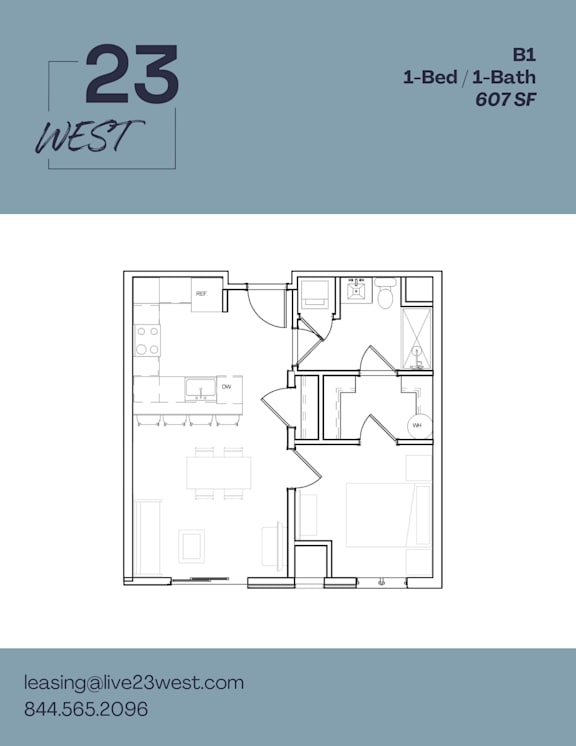 B1 Floor Plan at 23 West Apartments, Pennsylvania