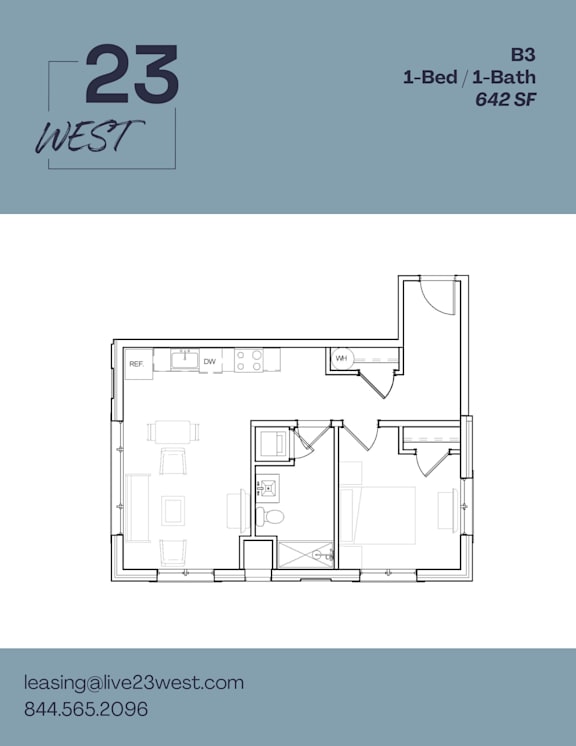 B3 Floor Plan at 23 West Apartments, Philadelphia, PA