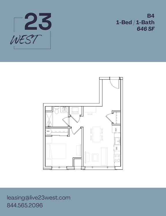 B4 Floor Plan at 23 West Apartments, Philadelphia, PA, 19123