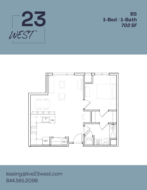 B5 Floor Plan at 23 West Apartments, Philadelphia, Pennsylvania