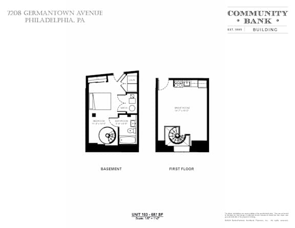 A floor plan for the Community Bank building at 7208 Germantown Avenue, Philadelphia, PA.