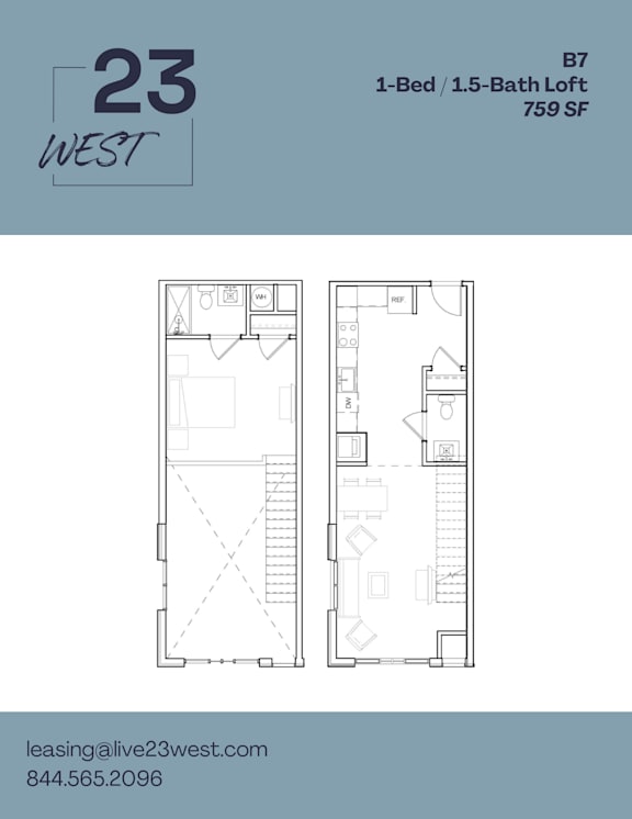 B7 Floor Plan at 23 West Apartments, Philadelphia, 19123