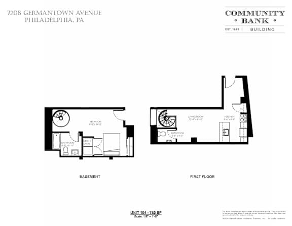 A floor plan for a Community Bank building located at 7208 Germantown Avenue, Philadelphia, PA.
