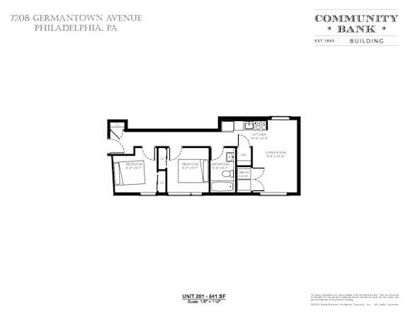 A floor plan for a Community Bank building located at 7208 Germantown Avenue, Philadelphia, PA.