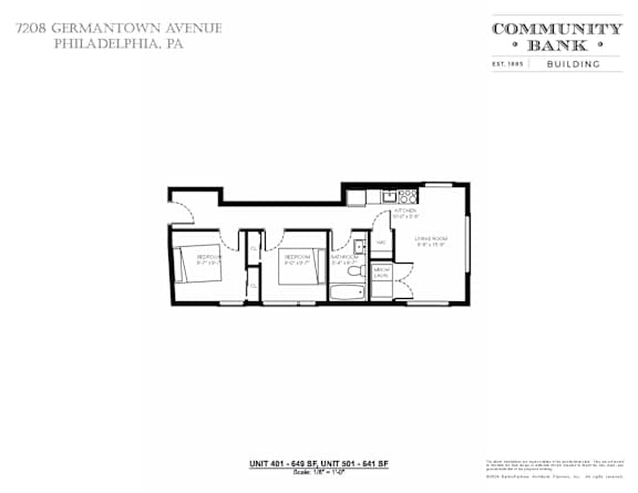 A floor plan for a Community Bank building located at 7208 Germantown Avenue, Philadelphia, PA.