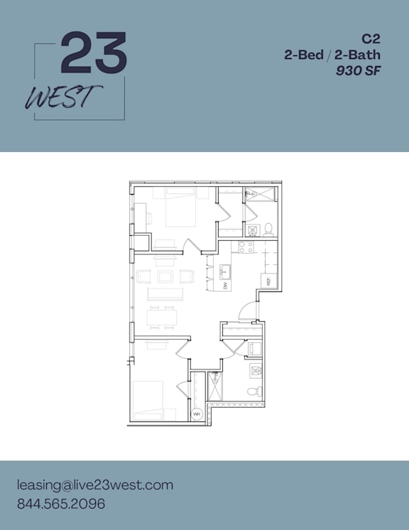 C2 Floor Plan at 23 West Apartments, Pennsylvania