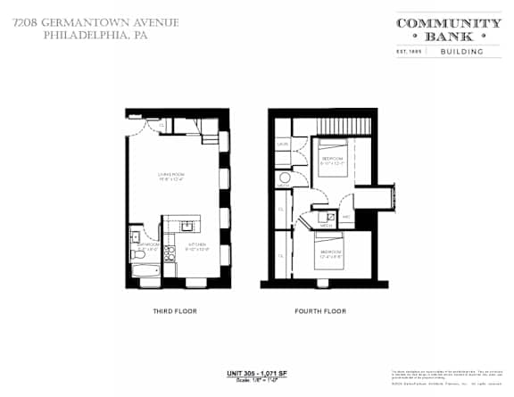 A floor plan for a Community Bank building located at 7208 Germantown Avenue, Philadelphia, PA.