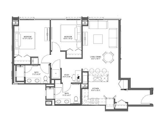 C3 Floor Plan at 17 Market West, Philadelphia, PA 19103