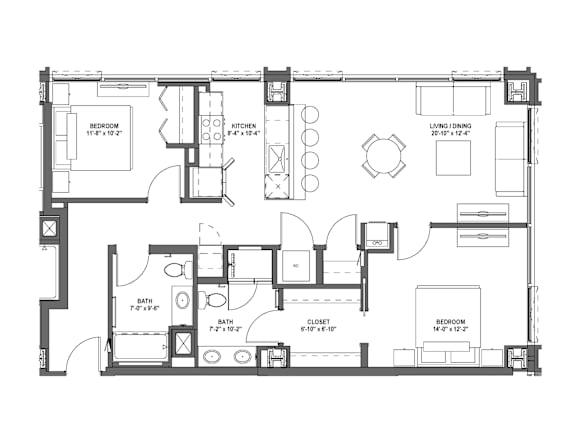 C5 Floor Plan at 17 Market West, Philadelphia, 19103