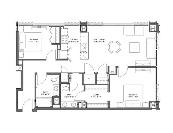 C5 Floor Plan at 17 Market West, Pennsylvania