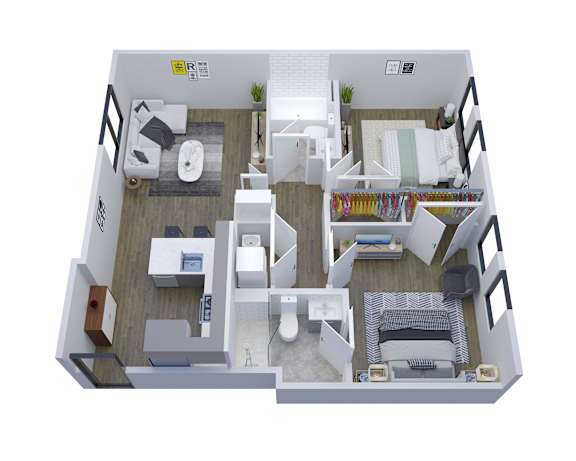 bedroom floor plan an in 3d