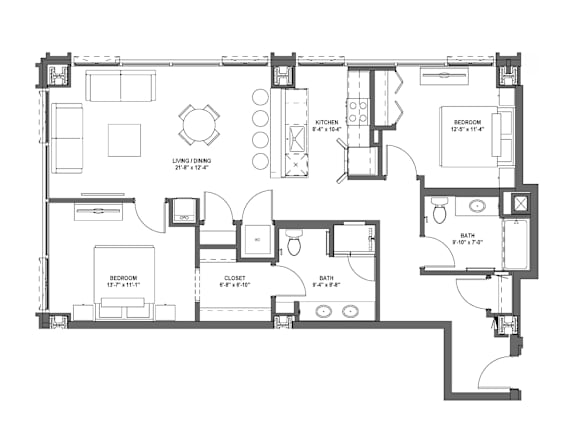 C8 Floor Plan at 17 Market West, Pennsylvania, 19103