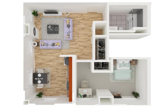 Floor Plan  1 bed 1 bath A at The Commonwealth, Philadelphia, PA